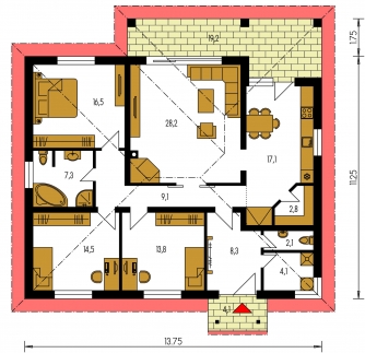 Floor plan of ground floor - BUNGALOW 127